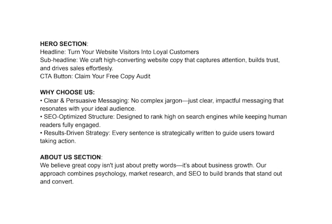 write high converting website content and landing page copy